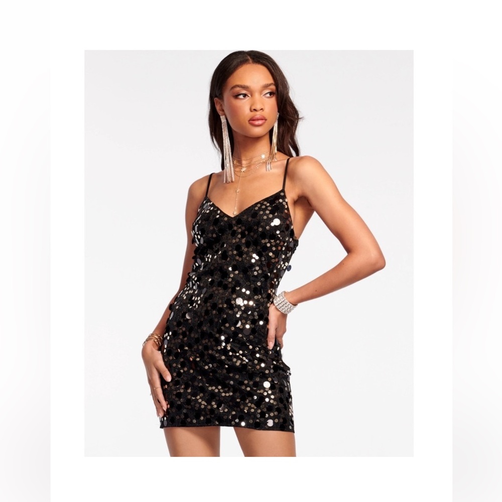 Ramy Brooke Black Tanya Sequined Mini Dress